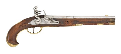 Lot 512 - A 25 BORE CONTINENTAL FLINTLOCK PISTOL SIGNED JEAN BER A LUXEMBOURG