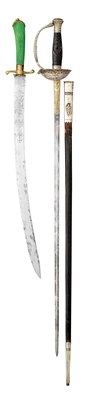 Lot 516 - A GERMAN HUNTING-SWORD AND A GERMAN OFFICER'S SILVER-HILTED SMALL-SWORD (DEGEN)