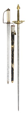 Lot 520 - AN OFFICER'S SPADROON AND A GERMAN OFFICER'S SMALL-SWORD (DEGEN)