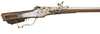 Lot 538 - A RARE 52-BORE GERMAN WHEEL-LOCK SPORTING RIFLE WITH SELF-SPANNING LOCK DATED 1653