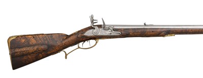 Lot 547 - A 45-BORE SOUTH GERMAN FLINTLOCK SPORTING RIFLE BY BLANCK
