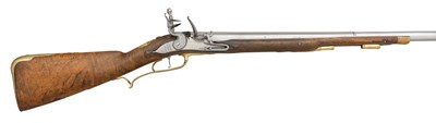 Lot 550 - A 19-BORE BAVARIAN FLINTLOCK SPORTING RIFLE FOR LARGE GAME