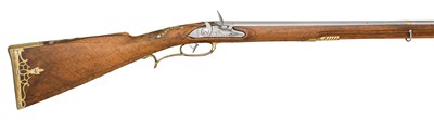 Lot 566 - A 62-BORE SOUTH GERMAN FLINTLOCK SPORTING GUN
