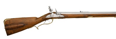 Lot 567 - A 27-BORE SOUTH GERMAN FLINTLOCK SPORTING RIFLE