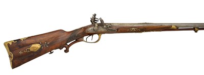 Lot 572 - A 40-BORE SOUTH GERMAN FLINTLOCK COMBINED SPORTING RIFLE AND SHOTGUN (BOCHBÃœCHSE) BY CRISTIAN KÃ–RBER