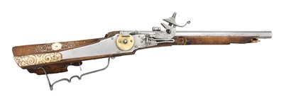 Lot 578 - A 120-BORE GERMAN WHEEL-LOCK SPORTING CARBINE