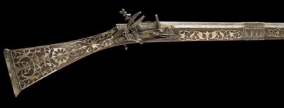 Lot 64 - A 16 BORE ALGERIAN SILVER-MOUNTED TOE-LOCK MUSKET