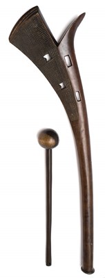 Lot 85 - A FIJIAN GUNSTOCK CLUB AND A ZULU KNOBKERRIE