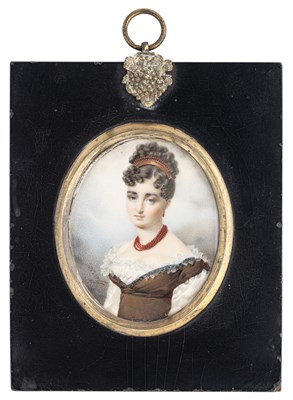 Lot 115 - A PORTRAIT MINIATURE OF A YOUNG WOMAN, BY HENRI-JOSEPH HESSE (1781-1849), CIRCA 1815