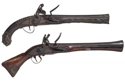 Lot 98 - TWO TURKISH FLINTLOCK BLUNDERBUSSES