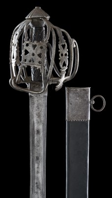 Lot 117 - A SCOTTISH BASKET-HILTED BROADSWORD