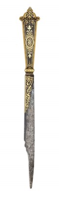 Lot 139 - A SPANISH PAPER KNIFE OF BLUED STEEL