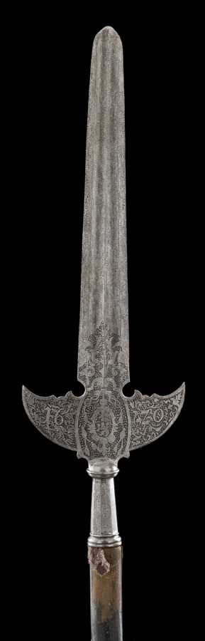Lot 175 - A DECORATED HALBERD AFTER THE GERMAN STYLE OF 1620 FOR PARIS GRAF LODRON
