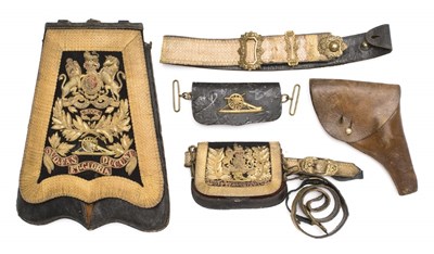 Lot 211 - A QUANTITY OF ROYAL ARTILLERY ACCOUTREMENTS INCLUDING A SABRETACHE AND BELT POUCH