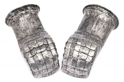 Lot 241 - A RARE PAIR OF GAUNTLETS FROM THE ARMOURY OF THE EARLS OF PEMBROKE