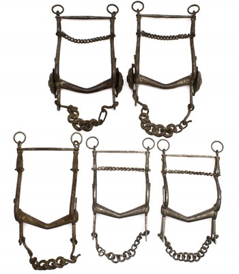 Lot 256 - A GROUP OF FIVE HORSE BITS