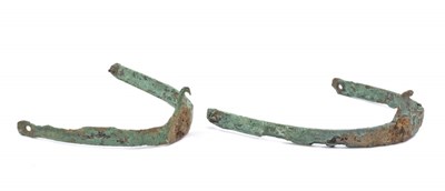 Lot 261 - A RARE PAIR OF EARLY BRONZE SPURS