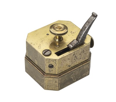 Lot 333 - A BRASS SCARIFICATOR, LATE 19TH CENTURY