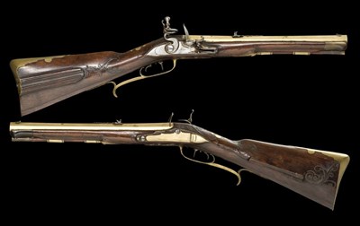 Lot 362 - A PAIR OF 40 BORE AUSTRIAN FLINTLOCK SPORTING CARBINES BY PERRET A GRATZ