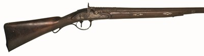 Lot 369 - AN UNUSUAL 25 BORE PERCUSSION SPORTING GUN BY P. BOND