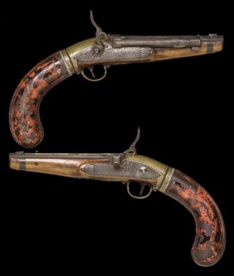 Lot 377 - A RARE PAIR OF VIENNESE BUTT RESERVOIR AIR PISTOLS BY JOH FRUWIRTH A WIEN