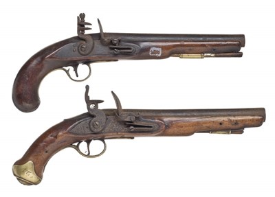 Lot 385 - A .650 CALIBRE 1756 PATTERN LIGHT DRAGOON PISTOL AND A FLINTLOCK HOLSTER PISTOL