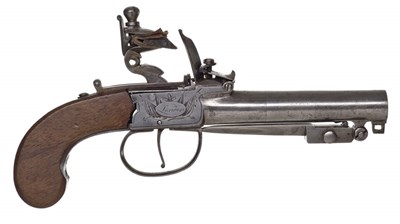 Lot 391 - A 54 BORE FLINTLOCK POCKET PISTOL BY TWIGG