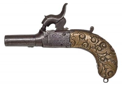 Lot 393 - A RARE 4MM MINIATURE PERCUSSION POCKET PISTOL SIGNED D. EGG