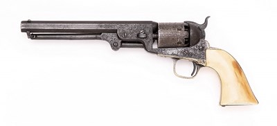 Lot 398 - A .36 CALIBRE U.S. COLT MODEL 1851 HARTFORD FACTORY ENGRAVED REVOLVER WITH IVORY BUTT
