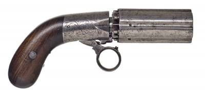 Lot 404 - A .38 CALIBRE COOPERS PATENT SIX-SHOT PEPPERBOX REVOLVER