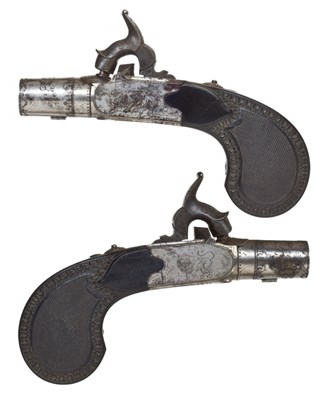 Lot 406 - A PAIR OF 32 BORE FRENCH PERCUSSION POCKET PISTOLS BY BOUTET DIRECTEUR ARTISTE MANUFRE A VERSAILLES