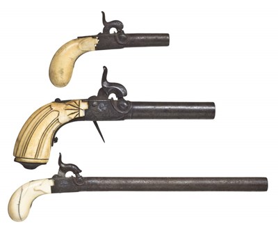 Lot 411 - A 140 BORE BELGIAN PERCUSSION MUFF PISTOL