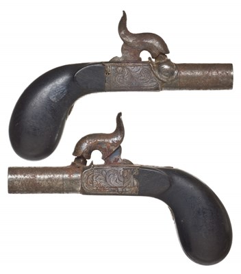 Lot 415 - A PAIR OF 140 BORE CONTINENTAL PERCUSSION MUFF PISTOLS