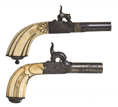 Lot 423 - A 54 BORE FRENCH PERCUSSION POCKET PISTOL BY LEPAGE A PARIS