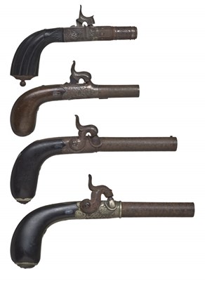 Lot 425 - TWO BELGIAN PERCUSSION POCKET PISTOLS