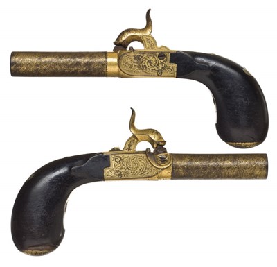 Lot 427 - A PAIR OF 70 BORE CONTINENTAL PERCUSSION POCKET PISTOLS