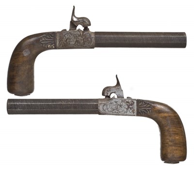 Lot 428 - A PAIR OF 40 BORE CONTINENTAL PERCUSSION POCKET PISTOLS