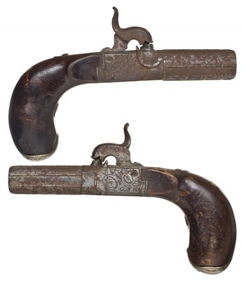 Lot 430 - A PAIR OF 54 BORE CONTINENTAL PERCUSSION POCKET PISTOLS