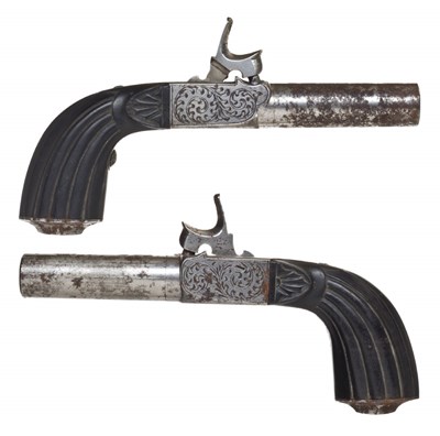 Lot 432 - A PAIR OF 54 BORE CONTINENTAL PERCUSSION POCKET PISTOLS
