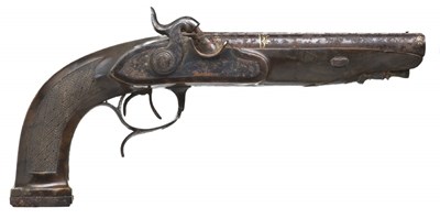 Lot 438 - A 28 BORE D.B. ITALIAN PERCUSSION TRAVELLING PISTOL BY CASTIGLIONI F. GRASSET
