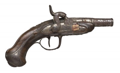 Lot 439 - AN 80 BORE FRENCH PERCUSSION TRAVELLING PISTOL