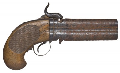Lot 440 - A 20 BORE ITALIAN OVER-AND-UNDER PERCUSSION WENDER PISTOL