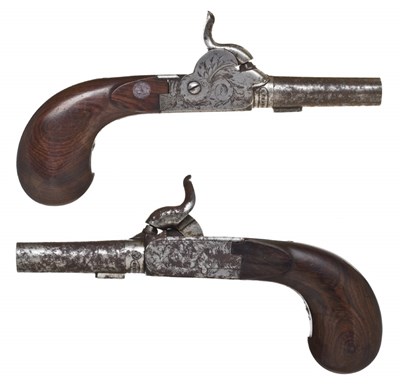 Lot 442 - A PAIR OF 60 BORE CONTINENTAL PERCUSSION PISTOLS SIGNED LEPAGE A PARIS