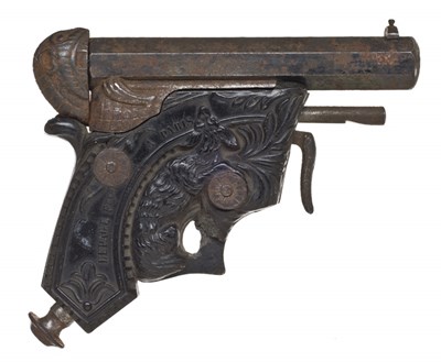 Lot 451 - A RARE 120 BORE FRENCH PERCUSSION PALM PISTOL SIGNED LEPAGE FRÃˆRES Ã€ PARIS