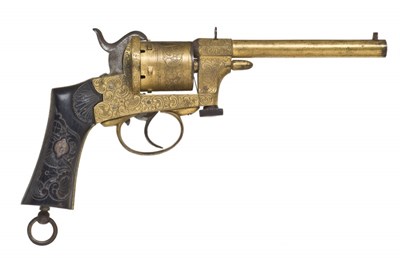 Lot 454 - AN 8MM BELGIAN SIX-SHOT PIN-FIRE REVOLVER SIGNED MARIETTE BTE