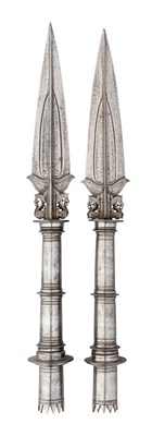 Lot 68 - TWO SOUTH INDIAN PARADE SPEAR HEADS (VEL), POSSIBLY MYSORE 17TH/18TH CENTURY