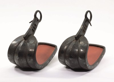 Lot 3 - A PAIR OF JAPANESE STEEL STIRRUPS (ABUMI BATTO)