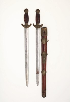 Lot 9 - A PAIR OF CHINESE SHORTSWORDS