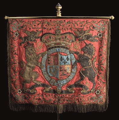 Lot 115 - A GEORGIAN TRUMPET BANNER