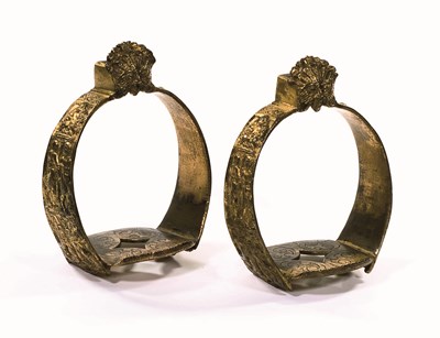 Lot 257 - A PAIR OF ITALIAN GILT-BRONZE PARADE STIRRUPS